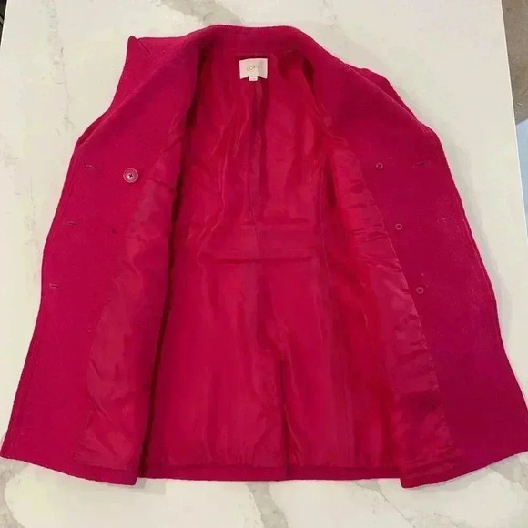 Ann Taylor Loft Magenta Pink Peacoat WoolBlend Womens 6 Outerwear Classic Preppy - Picture 5 of 7